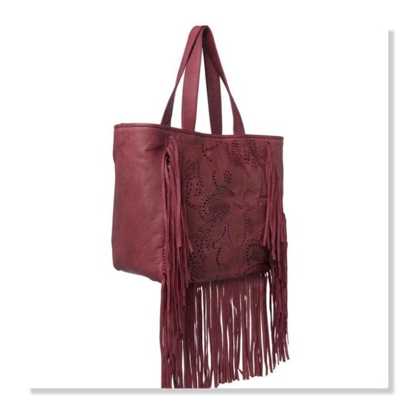 Frye Vivian Leather Fringe Tote Bag in Brick - NEW - Picture 5 of 13